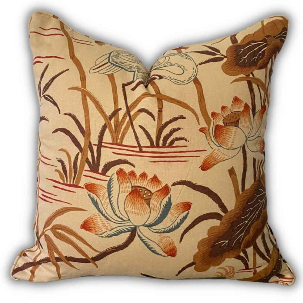 Schumacher Lotus Garden Cushion Parchment