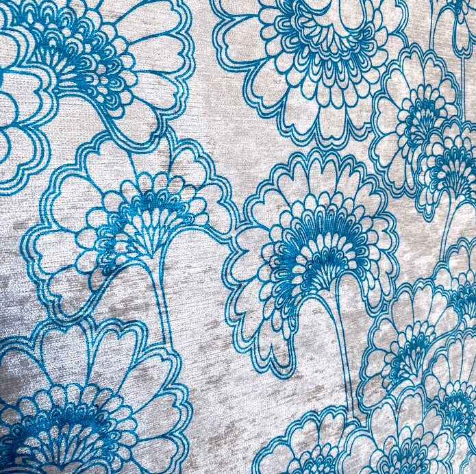 Florence Broadhurst Teal Velvet Japanese Florals