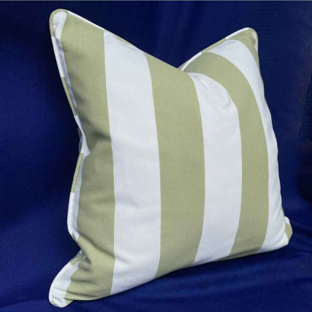 Marine Outdoor Cushions - Sage & White Stripe