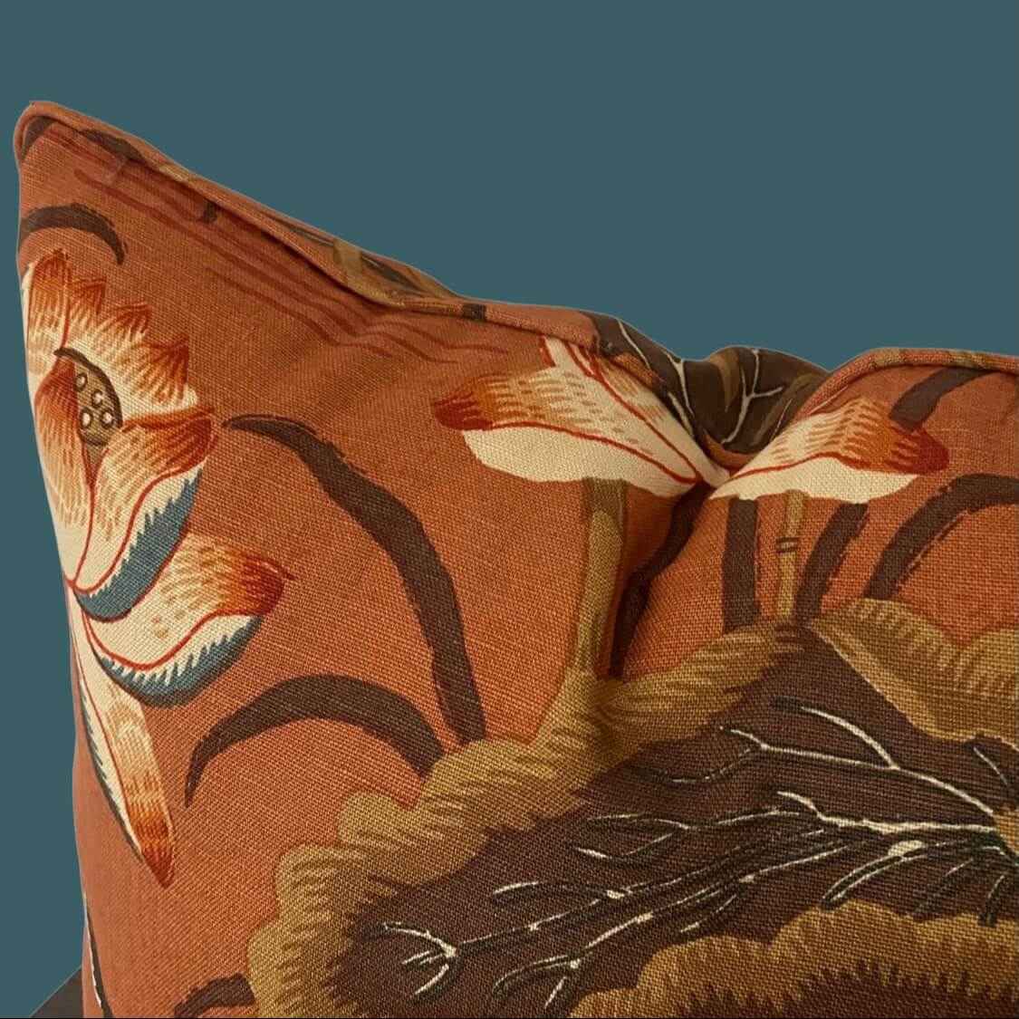 Schumacher Lotus Garden Cushion Lacquer
