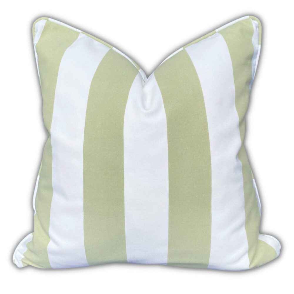 Marine Outdoor Cushions - Sage & White Stripe