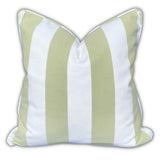 Marine Outdoor Cushions - Sage & White Stripe