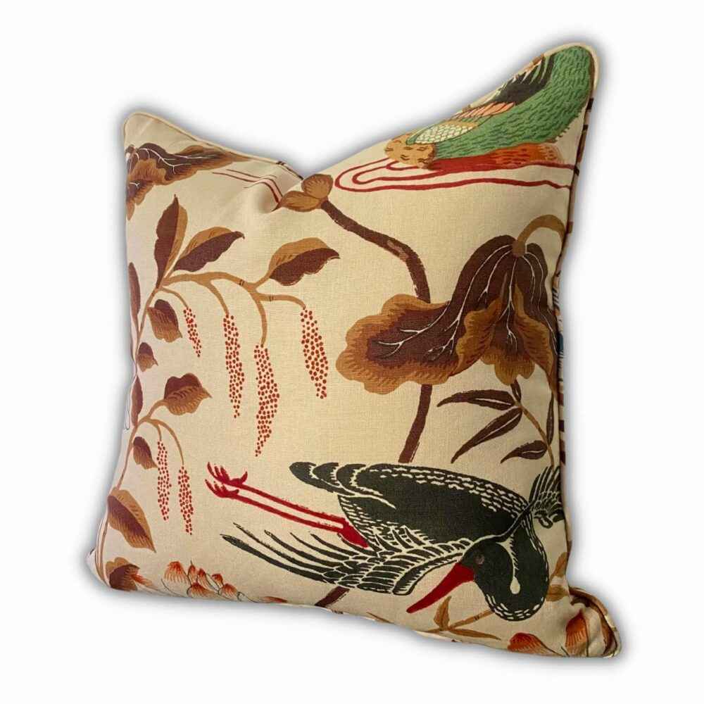 Schumacher Lotus Garden Cushion Parchment