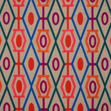 The geometry of this embroidered wool in bright, natural harmonies stands out on raw linen