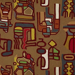 This beautiful embroidery on linen with rounded shapes and bright colours is a work of art in its own right. 