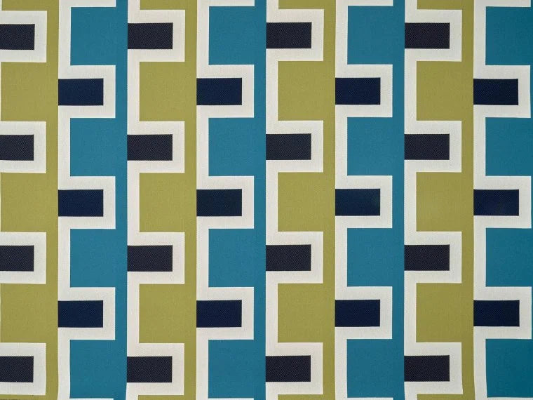  NOTO is a high-performance In-Outdoor fabric with a wide, Bauhaus-inspired geometric pattern that plays on contrasting colours in dense weaves with a cotton satin look. It is woven in Pierre Frey's EPV-certified workshops in the north of France, experts in Europe in the weaving of lightfast, stain-resistant textiles.