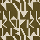 Geometric embroidery with a large contemporary pattern on linen twill.