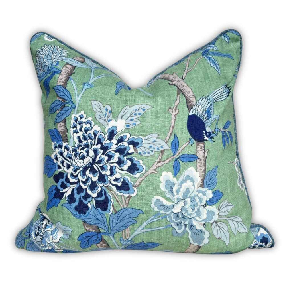 GP & J Baker Hydrangea Bird Emerald Cushion