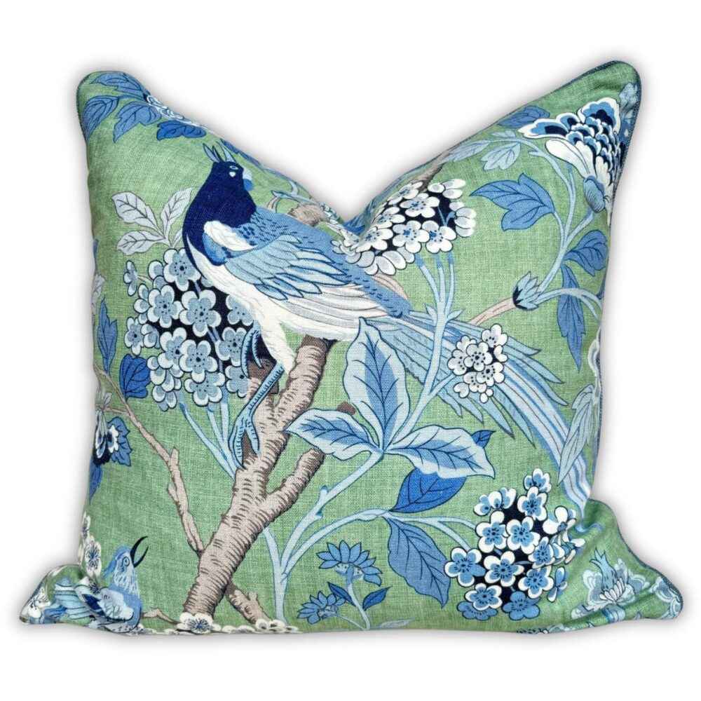 GP & J Baker Hydrangea Bird Emerald Cushion