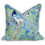GP & J Baker Hydrangea Bird Emerald Cushion