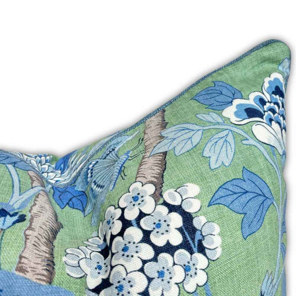 GP & J Baker Hydrangea Bird Emerald Cushion
