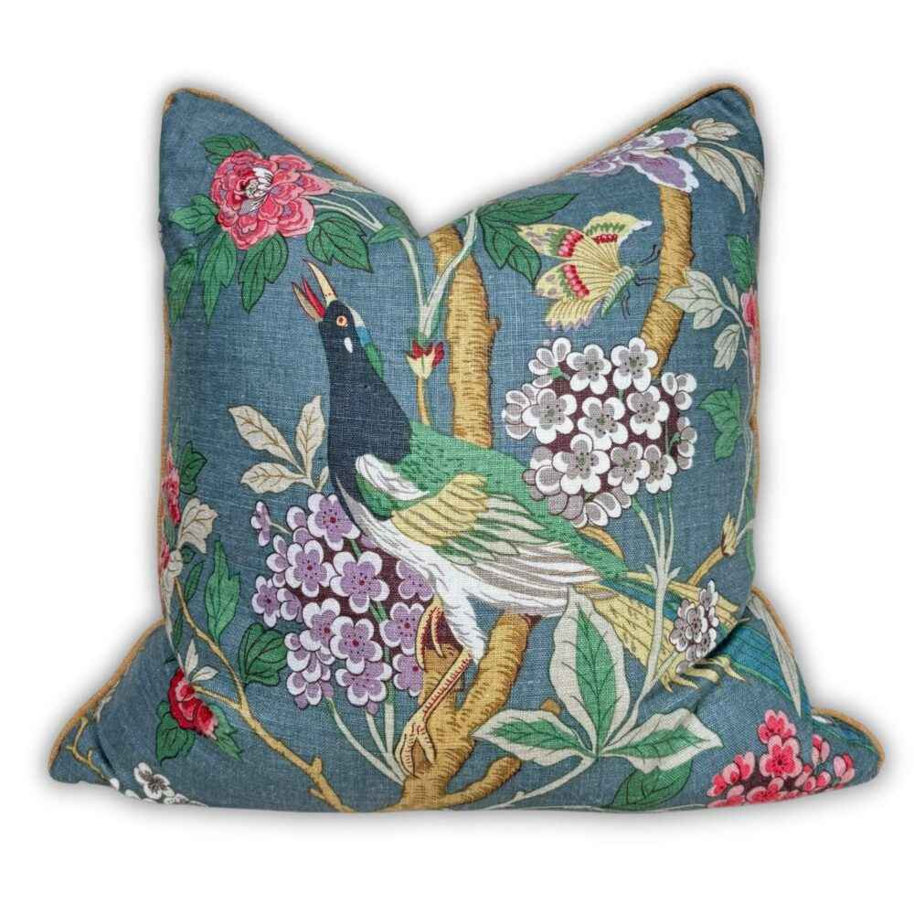GP & J Baker Hydrangea Bird Indigo Cushion