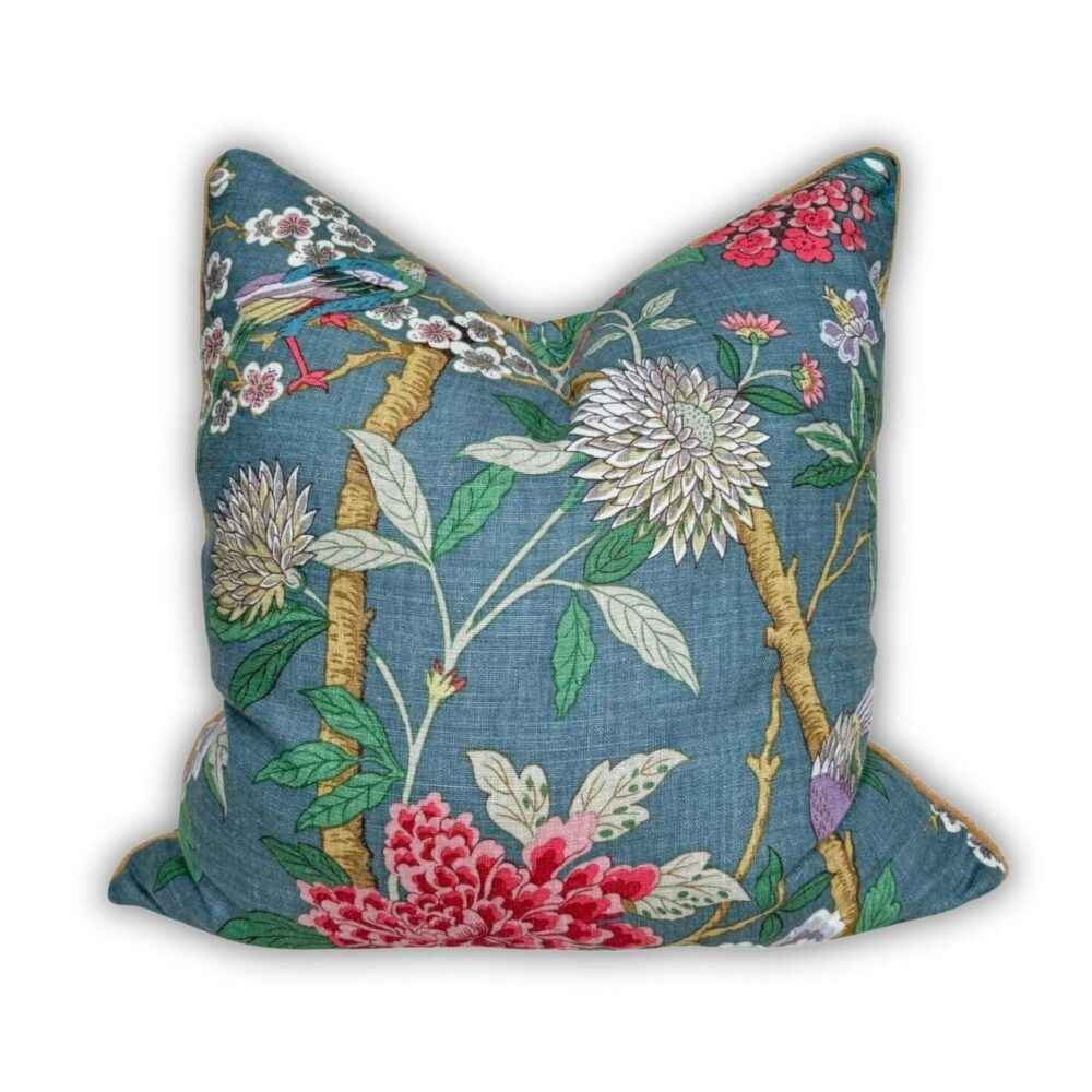 GP & J Baker Hydrangea Bird Indigo Cushion