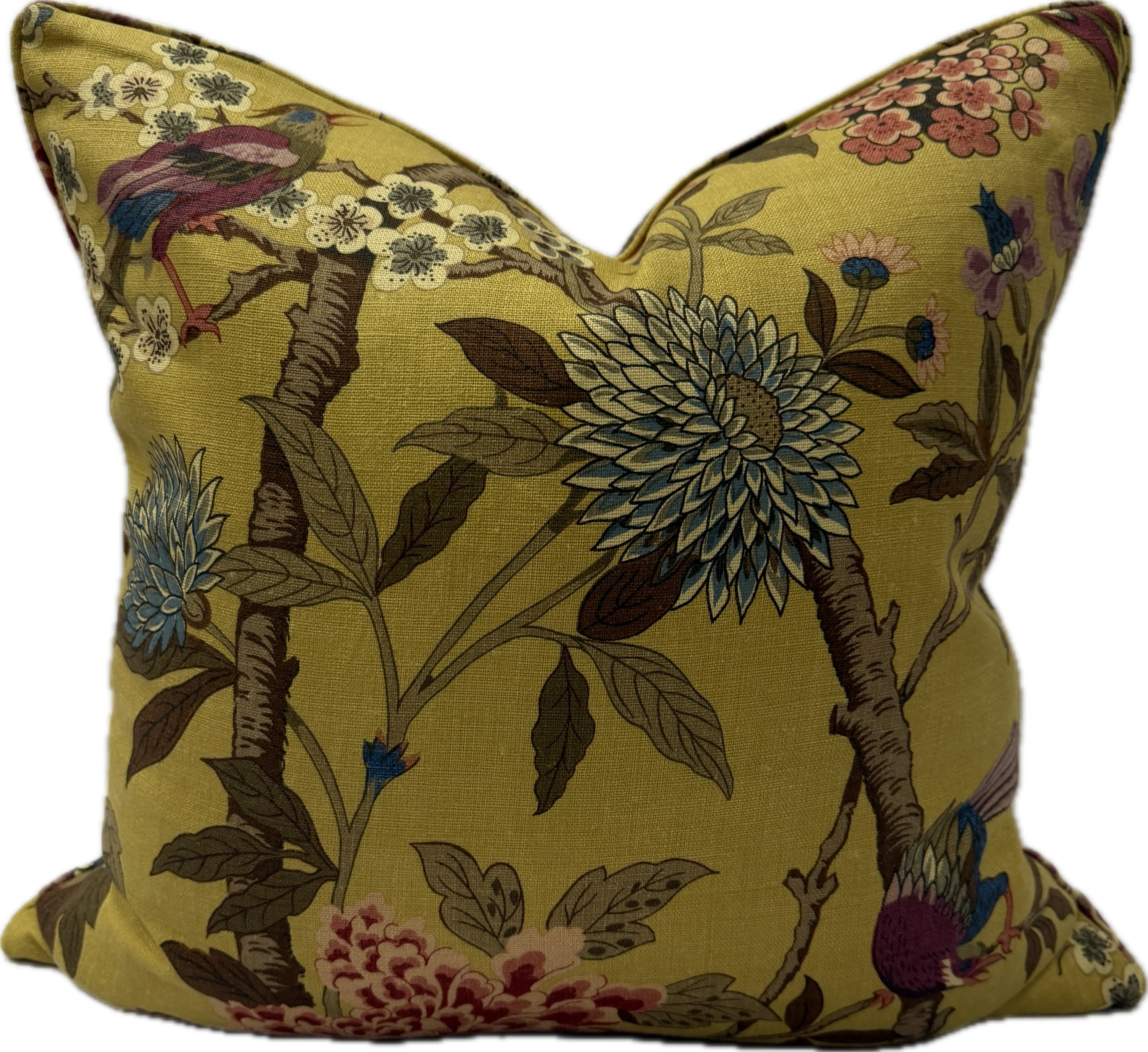 GP & J Baker Hydrangea Bird Ochre cushion