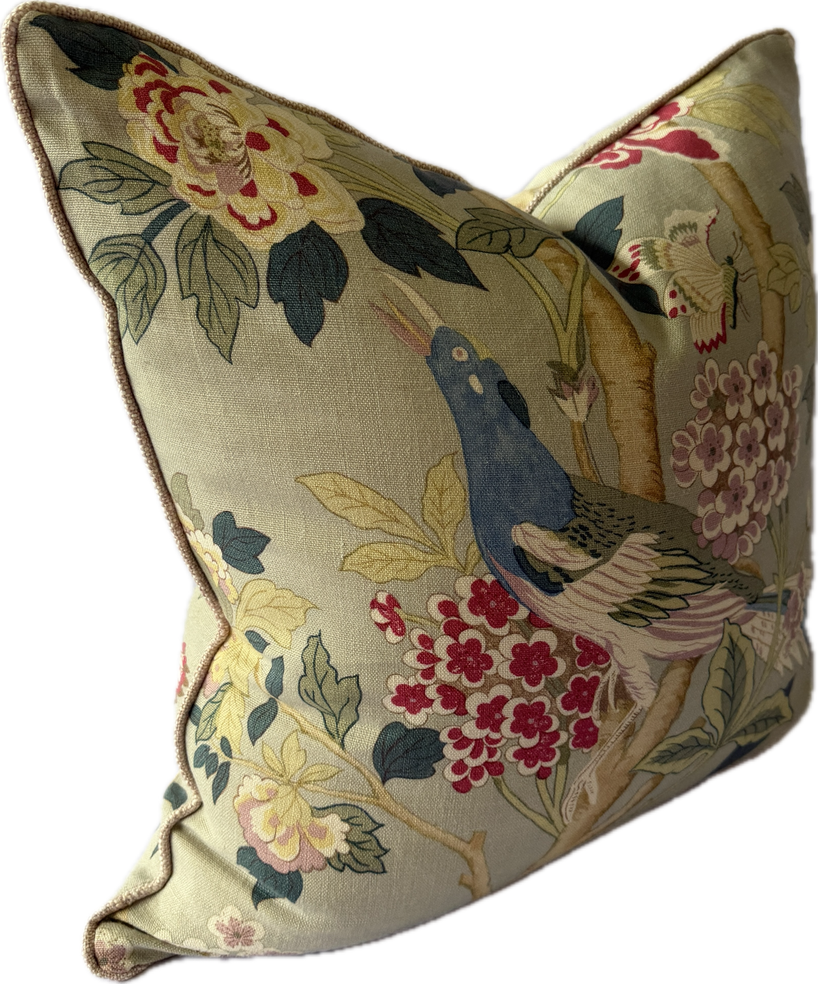 GP & J Baker Hydrangea Bird cushion aqua rose