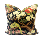 GP & J Baker Rockbird cushion in Indigo with piping detail and feather inner.