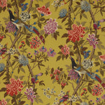 Hydrangea Birds Ochre On Linen Fabric By GP $ J Baker