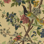 Hydrangea Bird Parchment on Linen Fabric by GP & J Baker