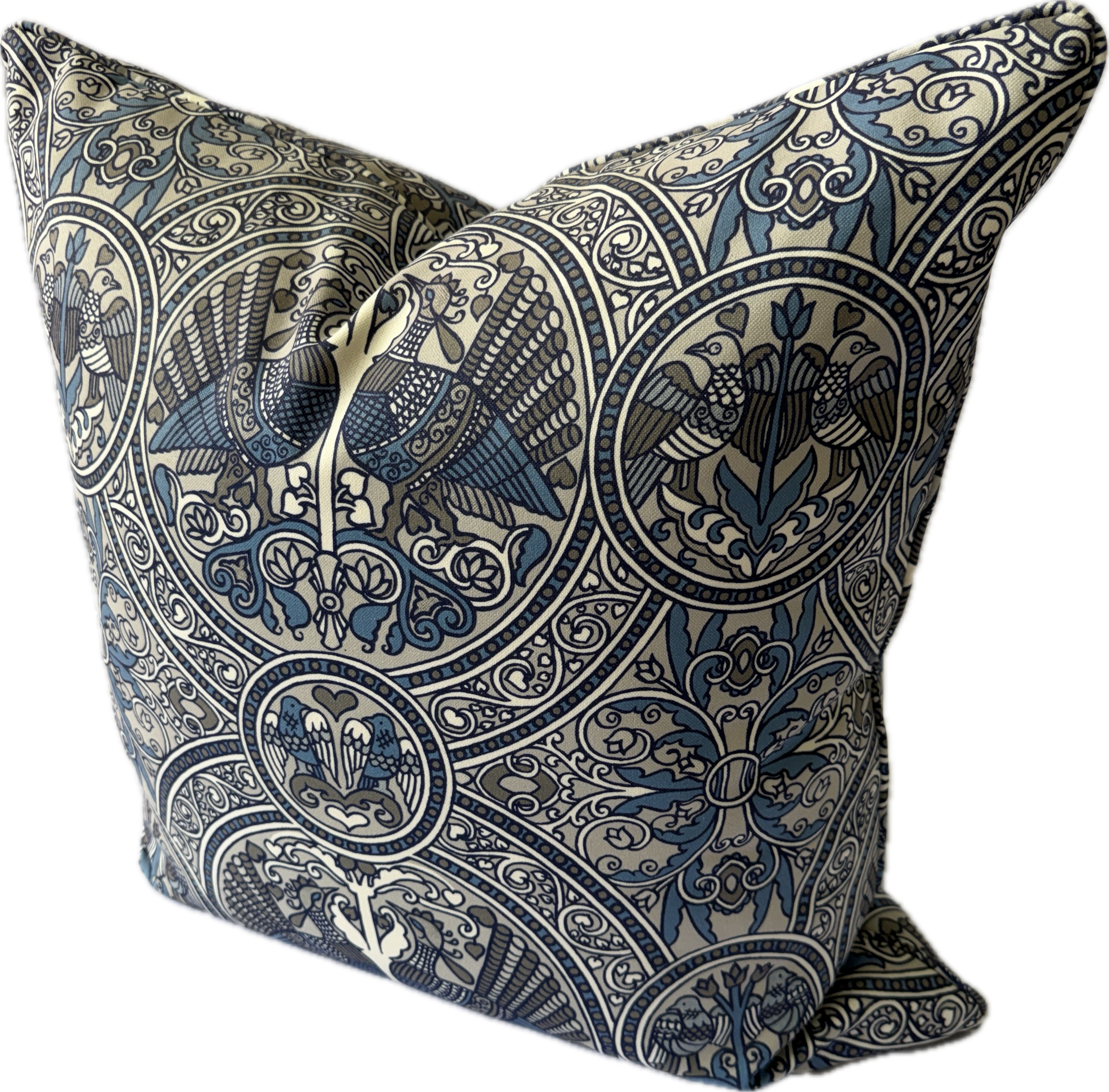 Florence Broadhurst Cushion In Arabian Birds Steel