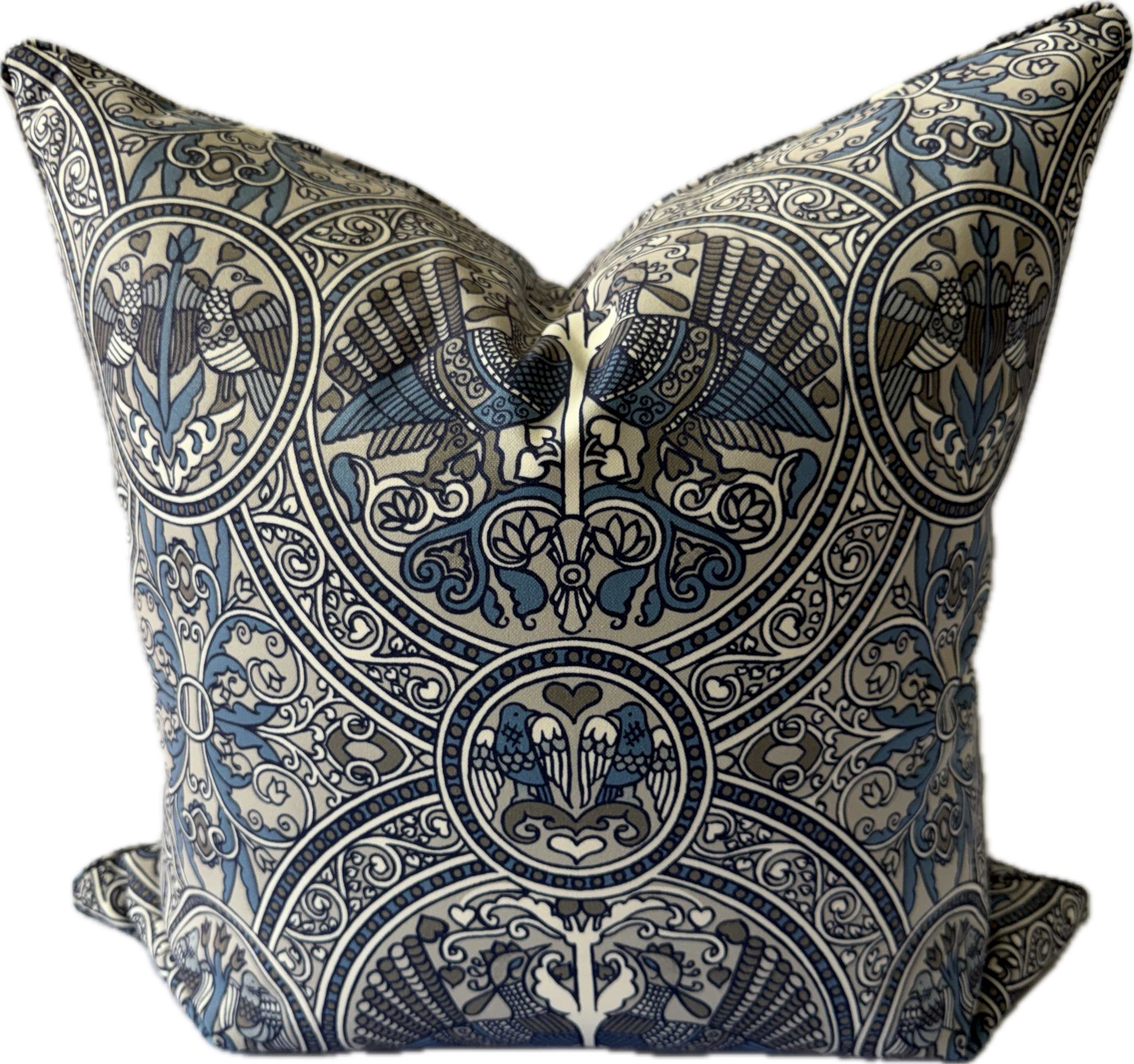 Florence Broadhurst Cushion In Arabian Birds Steel