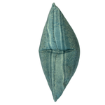 A single decorative throw pillow with a textured, distressed teal blue fabric and subtle circular woven patterns, shown against a plain white background.