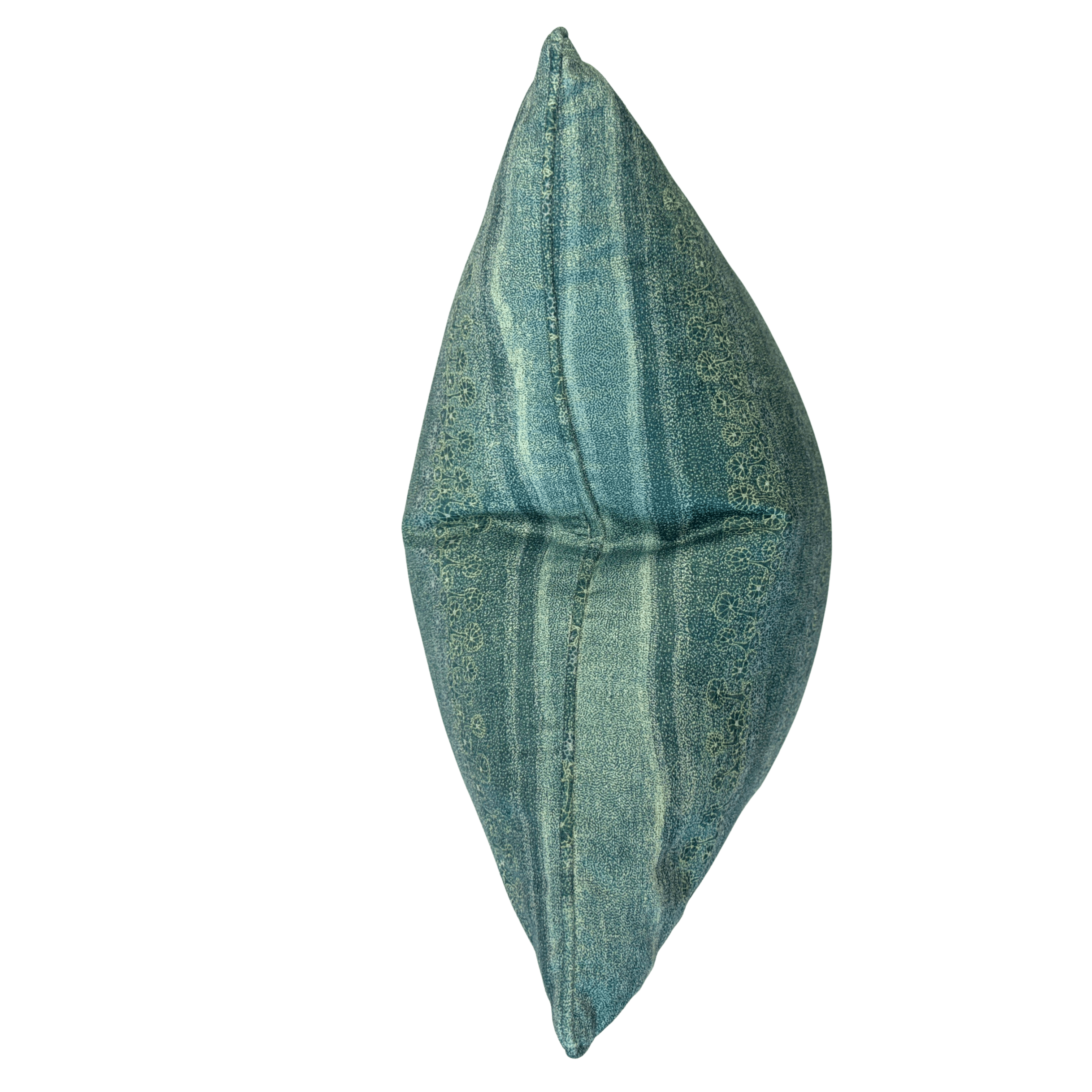 A single decorative throw pillow with a textured, distressed teal blue fabric and subtle circular woven patterns, shown against a plain white background.