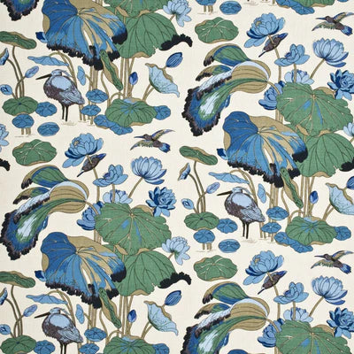 Nympheus Aqua Teal by GP J Baker On Linen Fabric