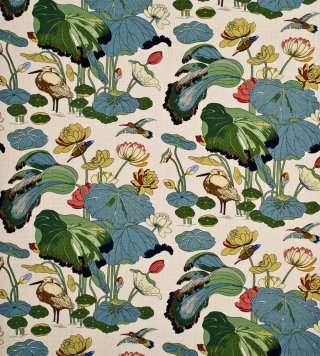 Nympheus Stone Pistachio by GP J Baker On Linen Fabric