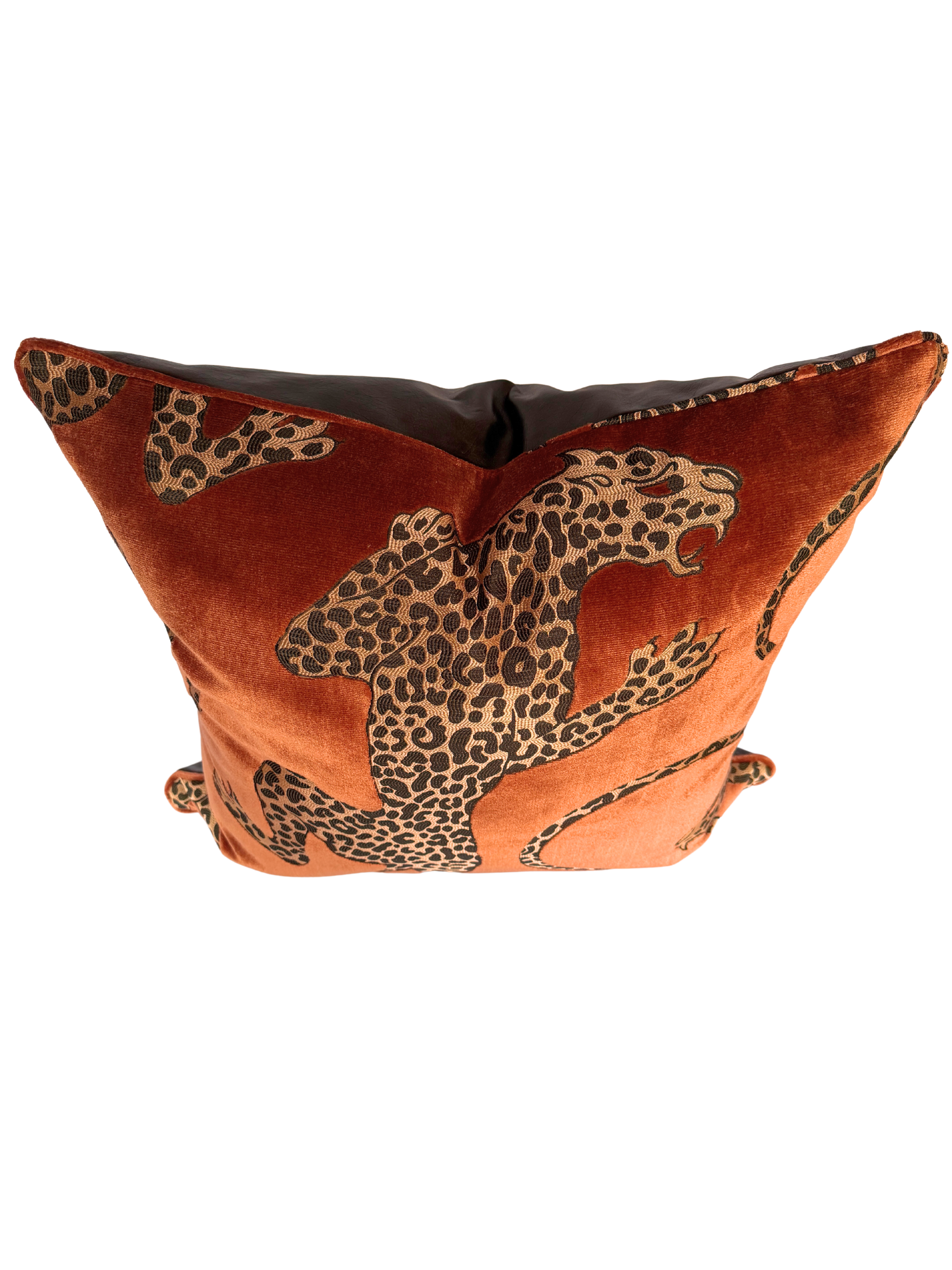Catherine martin panthera whiskey cushion with leather back.