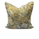 GP & J Baker Rockbird Ochre pillow in blue & Green