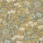 Rockbird Orchre By GP & J Baker On Linen Fabric.