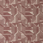 Warwick Braxton Cherry Geometric patterned fabric with a red-brown color scheme