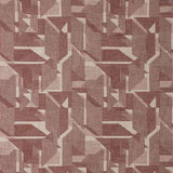 Warwick Braxton Cherry Geometric patterned fabric with a red-brown color scheme