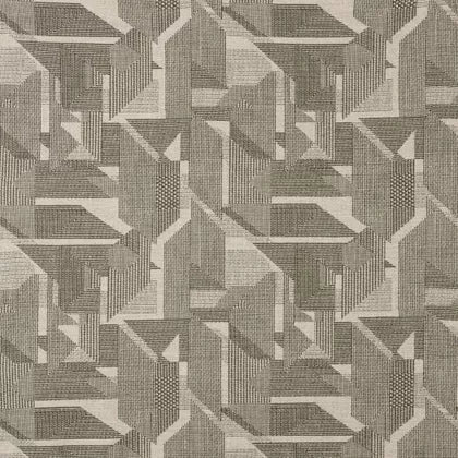 Warwick Braxton Forest Textured fabric with geometric pattern in brown and beige tones