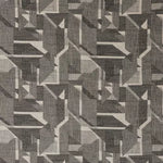Warwick Braxton Onyx Geometric patterned fabric with a black and gray design.