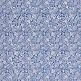 Warwick Mccrae Ocean Blue and white leaf pattern on a blue background
