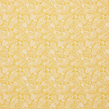 Warwick Mccrae Sunshine. Yellow fabric with white floral pattern