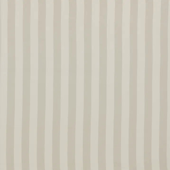 Vertical striped fabric pattern in warm off-white and light beige, shown as a flat texture closeup.