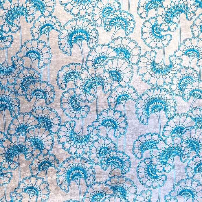 Florence Broadhurst Teal Velvet Japanese Florals