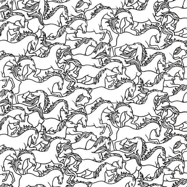 Florence Broadhurst Horse Stampede Upholstery Fabric.
