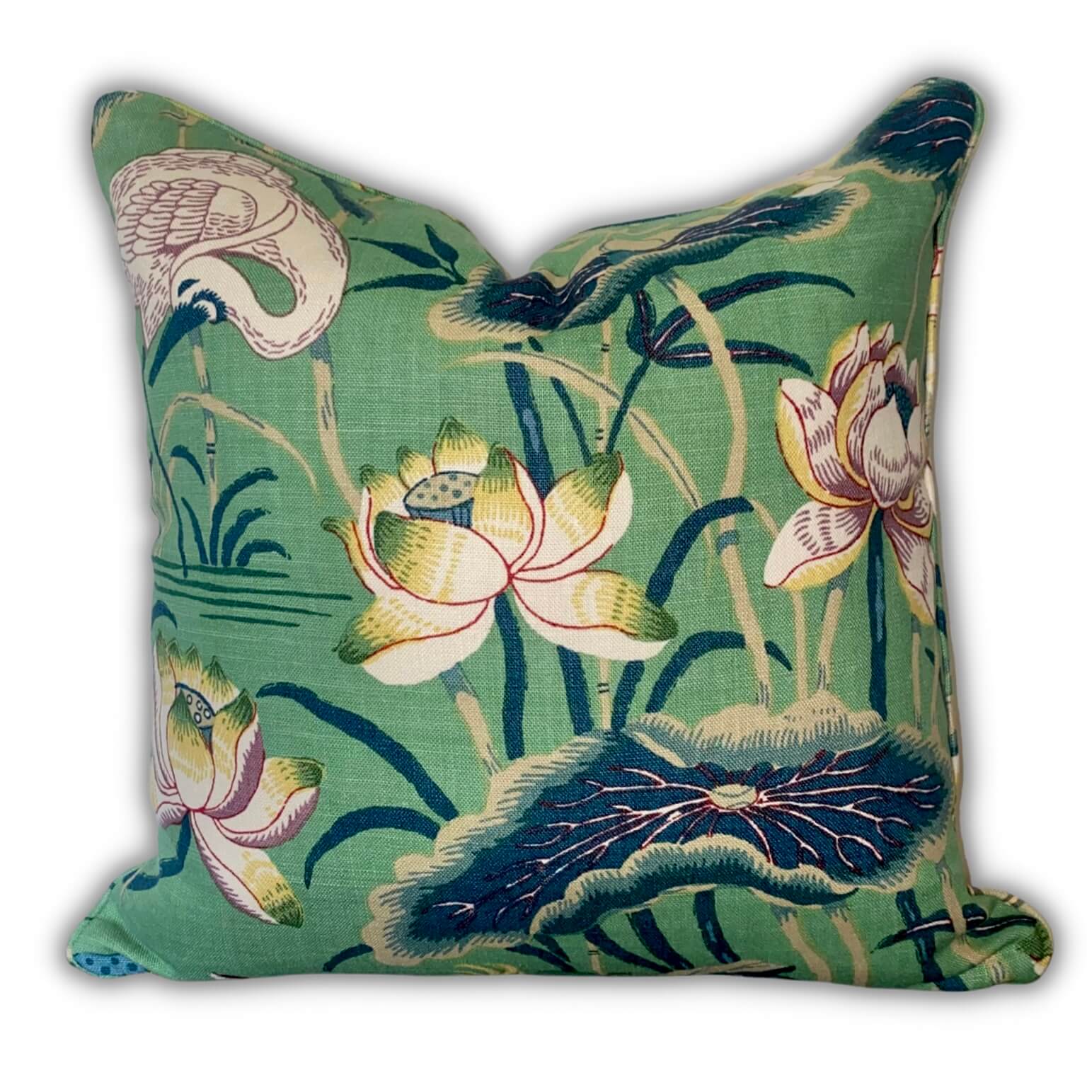 Schumacher Lotus Garden Cushion Jade