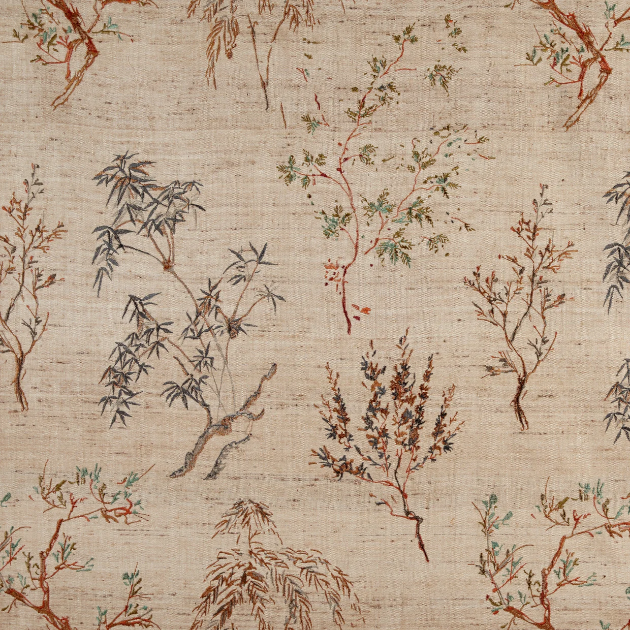 ZEN is an embroidered hand-woven and hand spun silk drapery fabric.