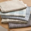 Grasmere Upholstery Fabric. Check Linen Slub Fabric.
