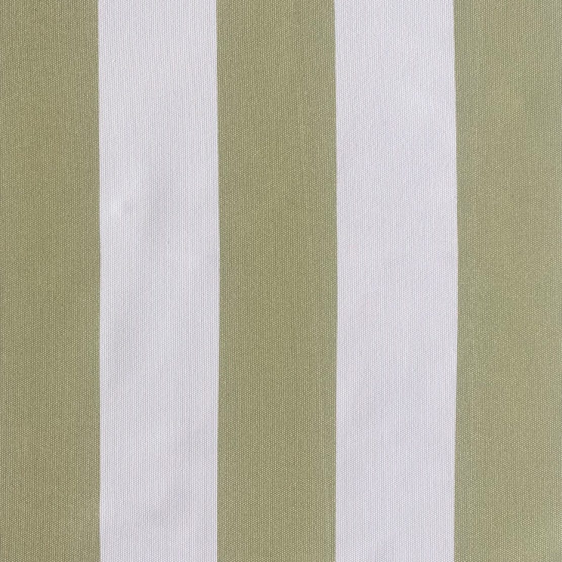 Sage and White Stripe outdoor fabric.