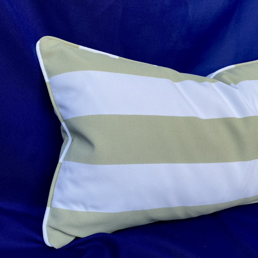 Sage & White Outdoor Cushions.